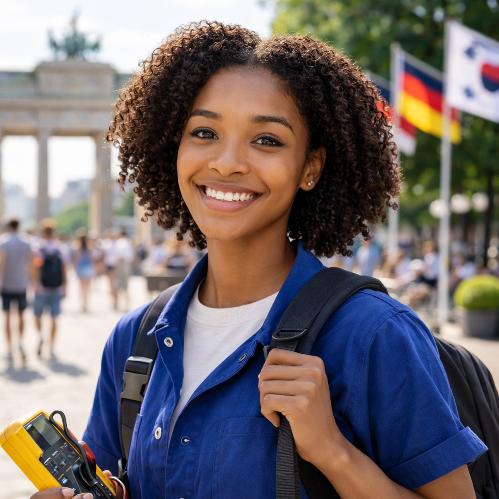 Junge Auszubildende aus Afrika startet ihre Ausbildung in Deutschland als internationaler Azubi