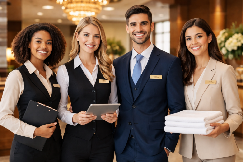 Internationale Azubis im Hotelgewerbe arbeiten im Hotel und absolvieren ihre Ausbildung in der Hotellerie in Deutschland