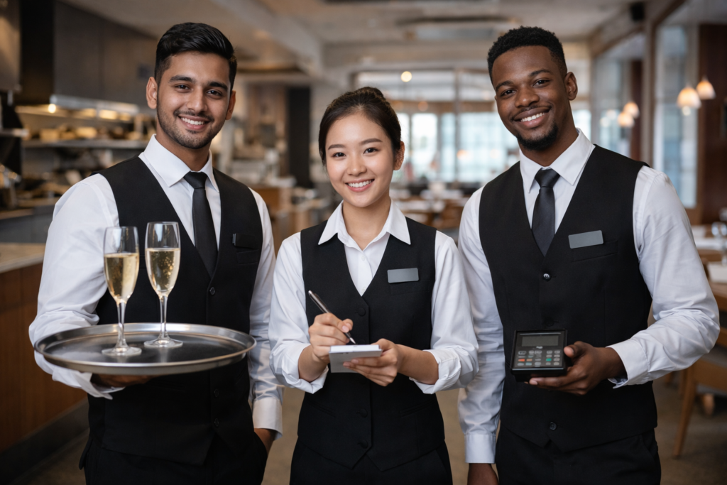 Internationale Auszubildende Fachkraft für Systemgastronomie in einem Restaurantbetrieb